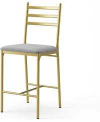 gaomon Set of 2 Modern Gold Bar Stools, Padded Seat, Iron Back, 250 lbs Capacity, Counter Height Kitchen Chairs