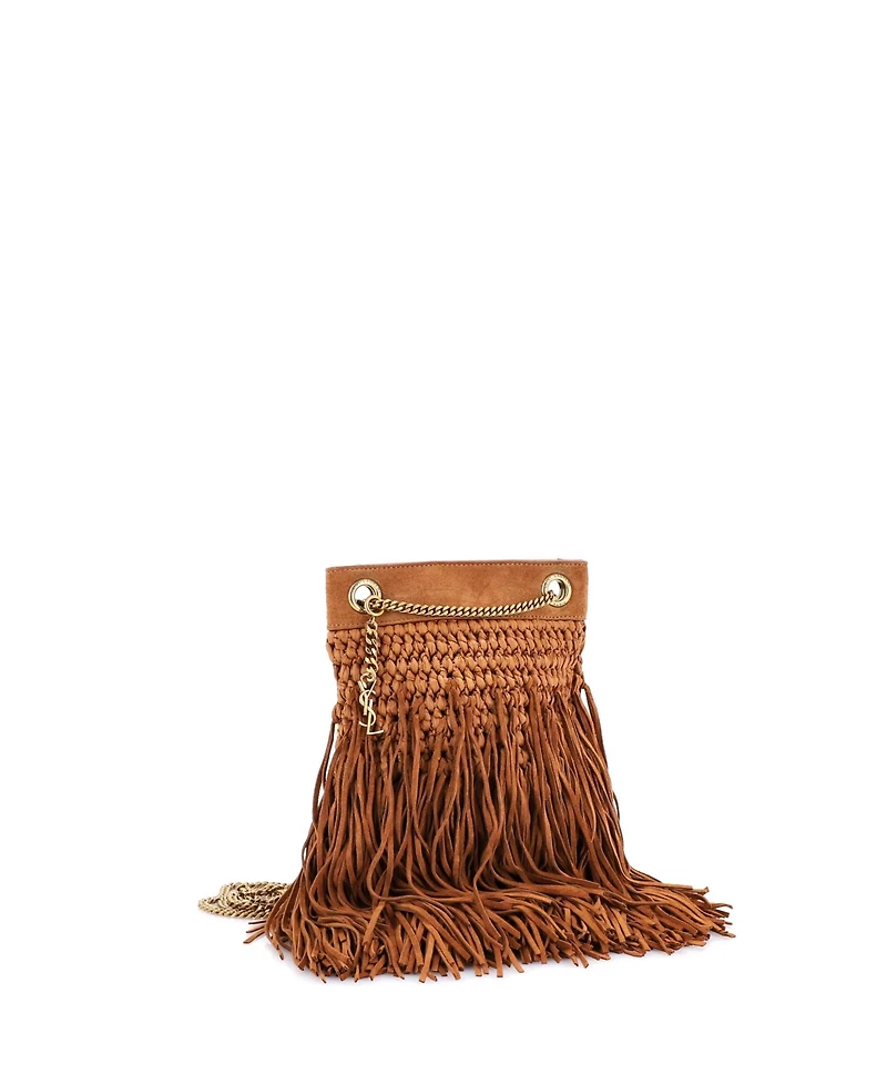 Pre-Owned Saint Laurent Small Grace Fringe Hobo Suede