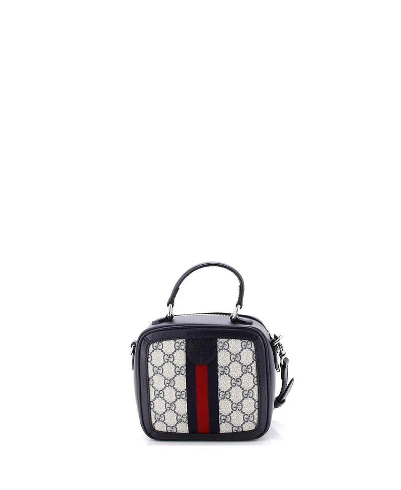 Pre-Owned Gucci Mini Ophidia Zip Around Top Handle Bag Gg Coated Canvas with Leather