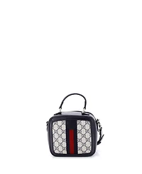 Pre-Owned Gucci Mini Ophidia Zip Around Top Handle Bag Gg Coated Canvas with Leather