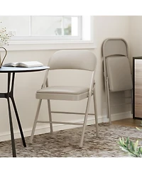 gaomon 8-Pack Metal Folding Chairs, Padded Seat and Back, Heavy-Duty Steel Frame, 350lb Capacity, Stackable for Events