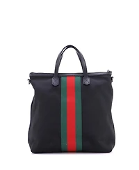 Pre-Owned Gucci Medium Web Zip Tote Techno Canvas