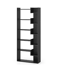 Slickblue 6-Tier Bookshelf Wooden Bookcase with 2 Anti-Tipping Kits Open Display