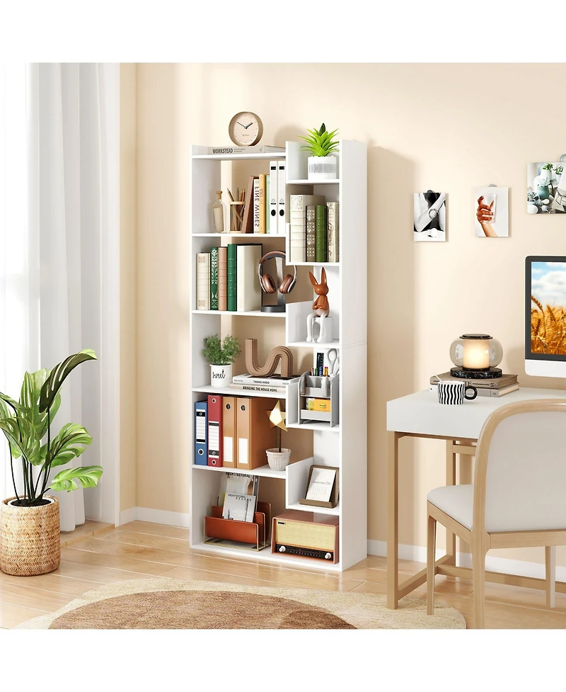 Slickblue 6-Tier Bookshelf Wooden Bookcase with 2 Anti-Tipping Kits Open Display