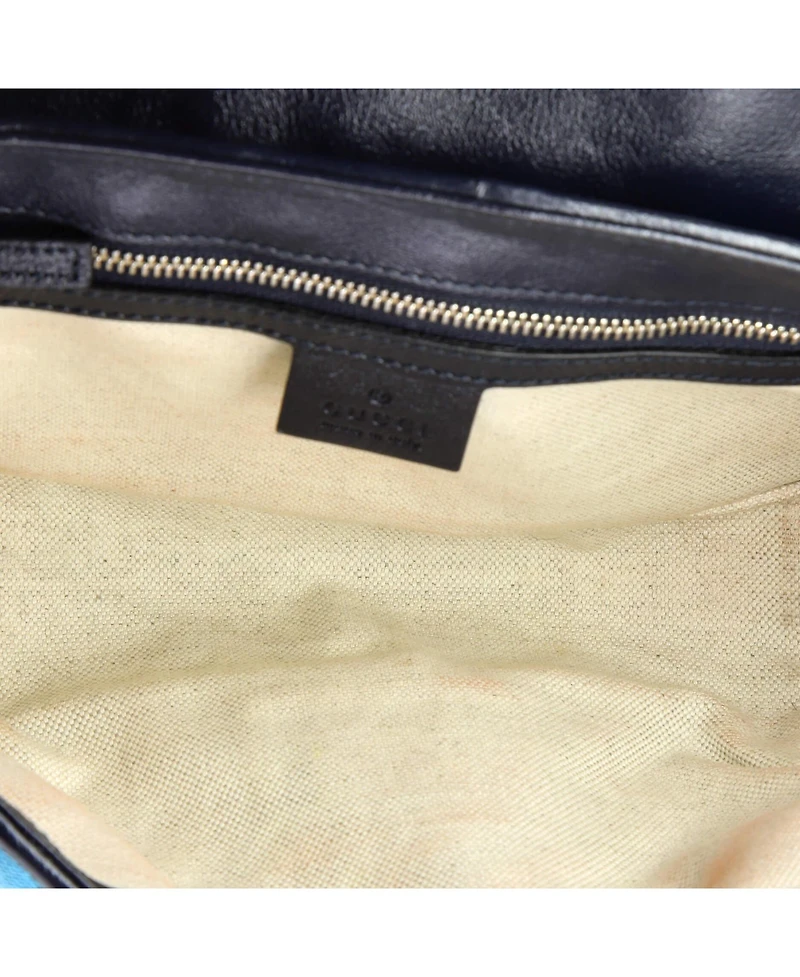 Pre-Owned Gucci Small Gg Marmont Flap Bag Diagonal Quilted Gg Canvas with Leather