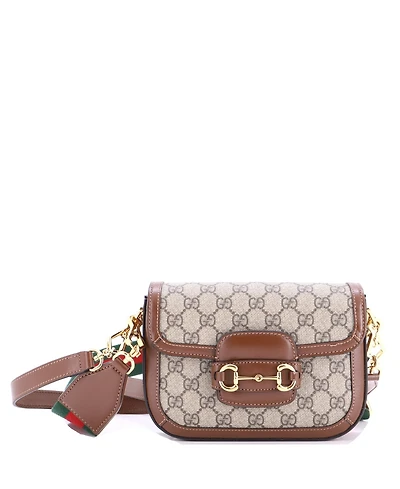 Pre-Owned Gucci Mini Horsebit 1955 Shoulder Bag Gg Coated Canvas with Leather