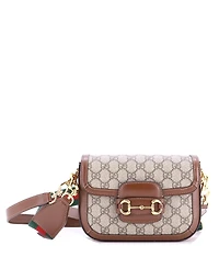 Pre-Owned Gucci Mini Horsebit 1955 Shoulder Bag Gg Coated Canvas with Leather