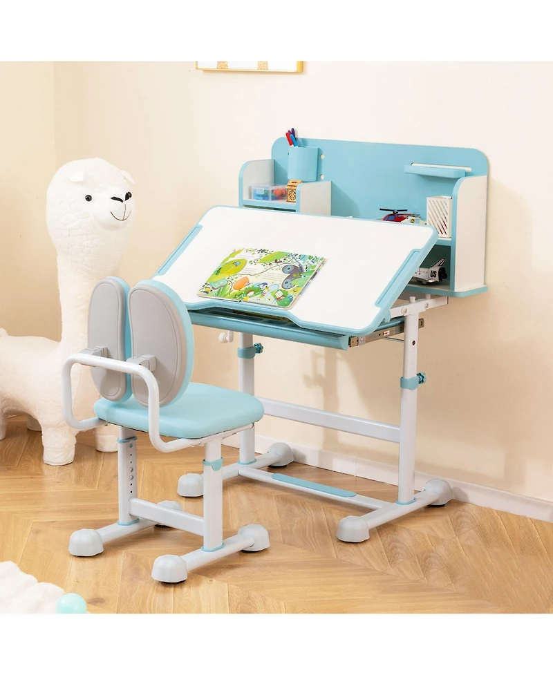 Sugift Kid's Study Desk and with Tilt Desktop and Pen Holder
