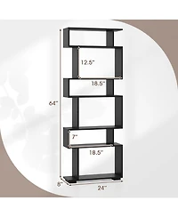 Slickblue 6-Tier Geometric Bookshelf with 2 Anti-Tipping Kits for Home