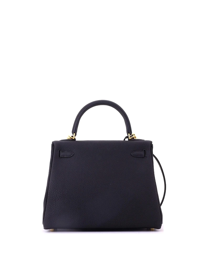 Pre-Owned HERMES Kelly 25 Handbag Black Togo with Gold Hardware