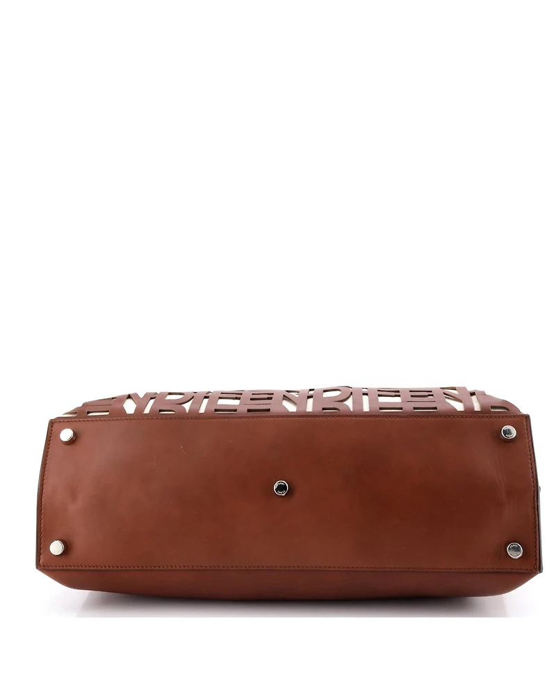 Pre-Owned Fendi Large Peekaboo Iconic Essential Bag Laser Cut Leather and Canvas