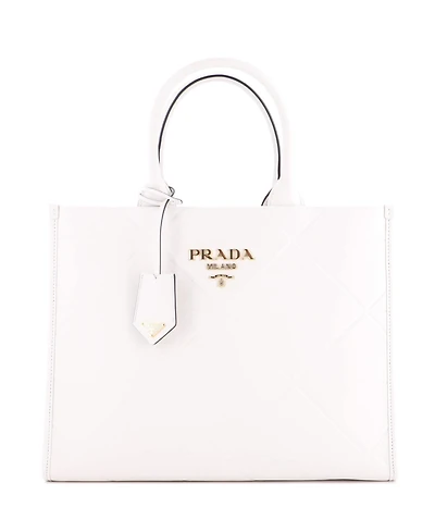 Pre-Owned Prada Medium Symbole Shopper Tote Embossed Leather