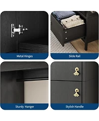 gaomon 78.9" Armoire Wardrobe Closet with Shelves and Hanging Rod, Large Fixed Compartment for Bedding & Luggage, Open Design of the Area