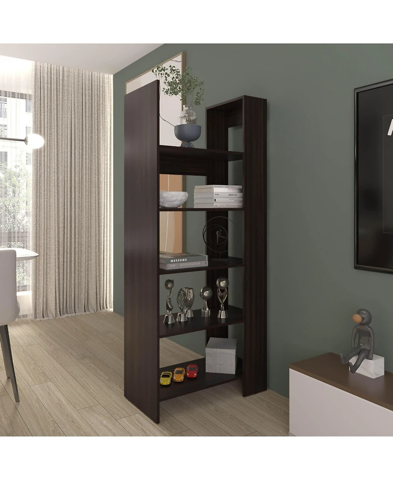 Depot E-Shop 5-Shelf Dark Bookcase