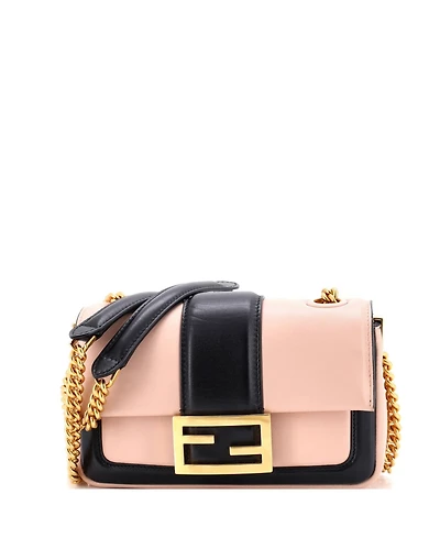 Pre-Owned Fendi Mini Chain Baguette Bag Leather