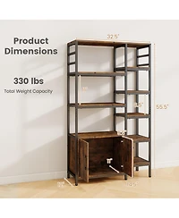 Slickblue Double Wide 8 Tier Bookcase with 2 Door Storage Cabinet Shelf