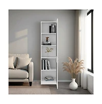 Depot E-Shop Surry Tall Bookcase 71" H with 2 Fluted Panel Doors and Five Interior Shelves