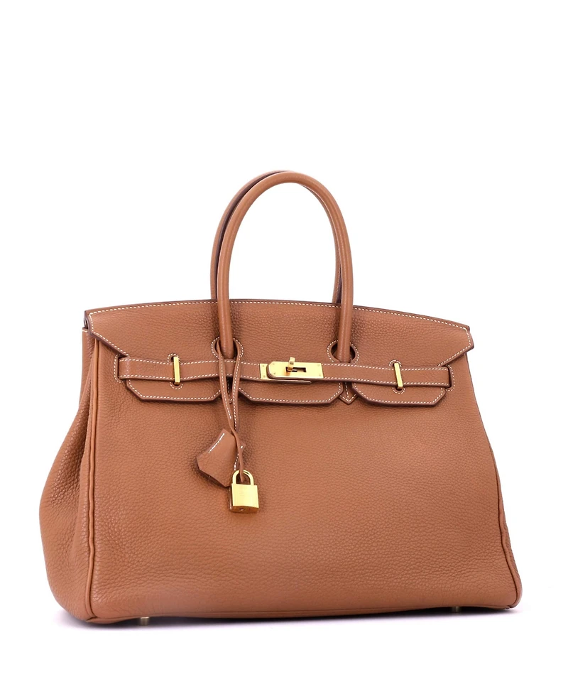 Pre-Owned HERMES Birkin 35 Handbag Brown Togo with Gold Hardware