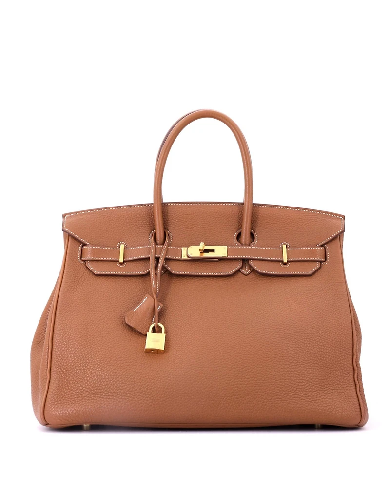 Pre-Owned HERMES Birkin 35 Handbag Brown Togo with Gold Hardware