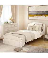 flynama Twin Size Platform Bed Frame With Storage Drawer Wood Slats No Box Spring