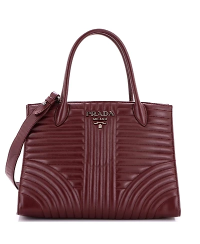 Pre-Owned Prada Medium Convertible Open Tote Diagramme Quilted Leather