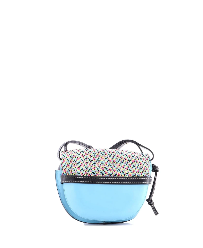 Pre-Owned Loewe Small Gate Shoulder Bag Leather with Raffia