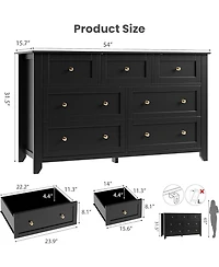 gaomon 7 Drawer Dresser for Bedroom, 54" Wide with Deep Drawers and Metal Knobs, Modern Large Wooden Chests of Entryway