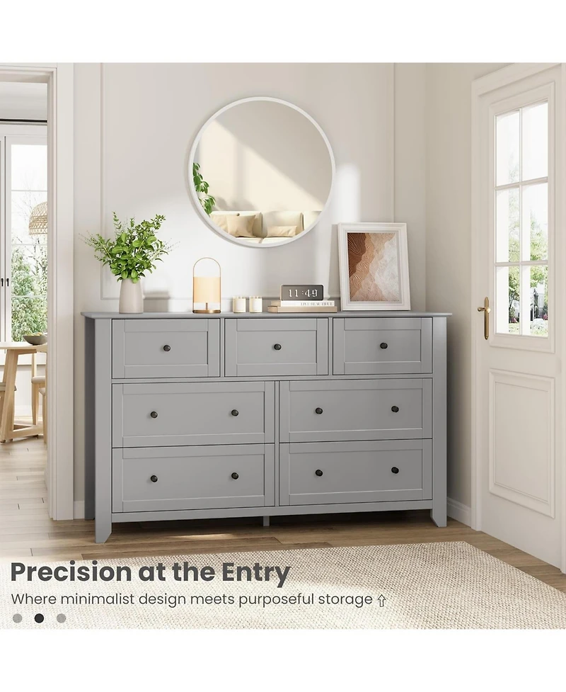 gaomon 7 Drawer Dresser for Bedroom, 54" Wide Dresser with Deep Drawers and Metal Knobs, Modern Large Wooden Chests of Drawers for Entryway