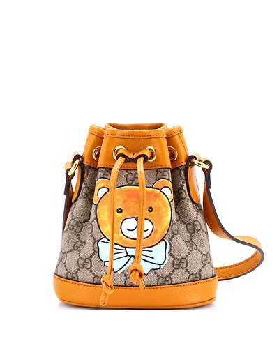 Pre-Owned Gucci Mini x Exo-kai Ophidia Bucket Bag Printed Gg Coated Canvas