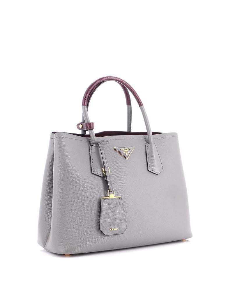 Pre-Owned Prada Medium Cuir Double Tote Saffiano Leather