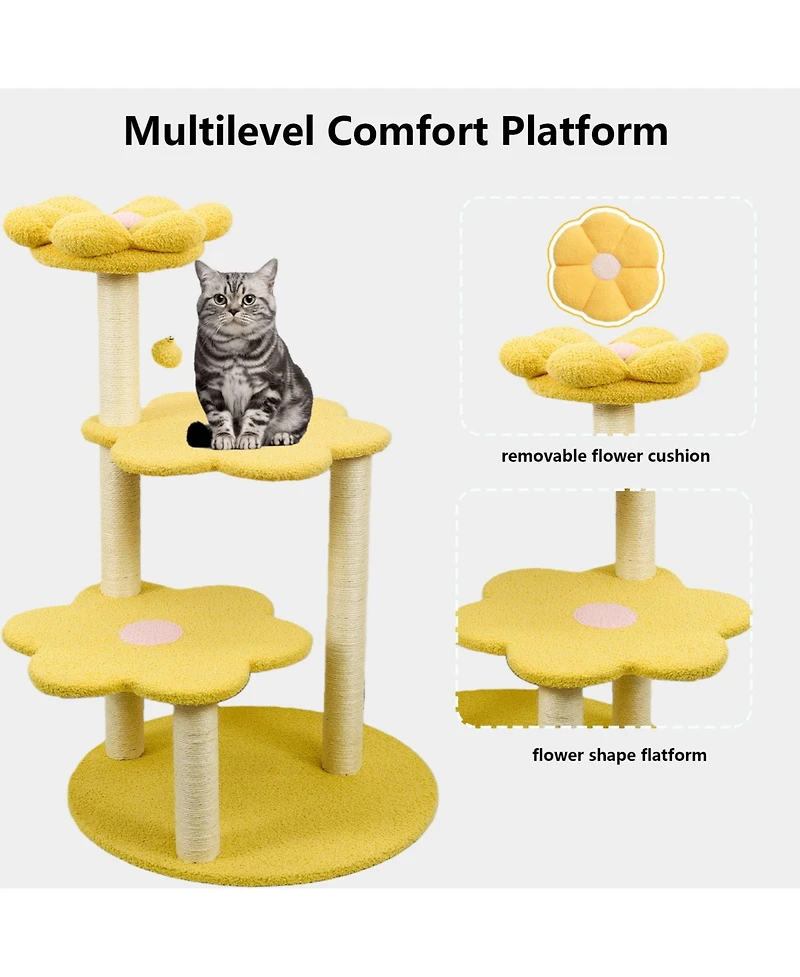 Aostirmotor Multi-Level Cat Tree with Removable Perch & Scratching Posts – Includes Hanging Toy