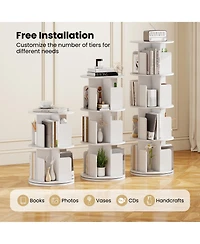 Slickblue 4-Tier Rotating Bookshelf 360degree(s) Display Rack with Dividers and Anti-falling