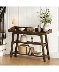 Tribesigns Solid Wood Entryway Table, 45" Narrow Console Table, 3-Tier Farmhouse Behind Couch Sofa Table