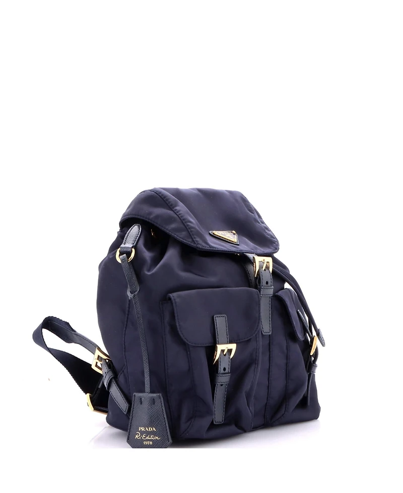 Pre-Owned Prada Small Re-Edition 1978 Pocket Backpack Re-Nylon with Saffiano Leather