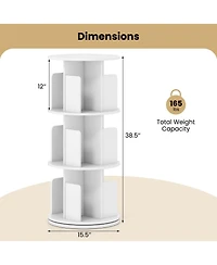 Slickblue 3-Tier Rotating Bookshelf with Dividers and Anti-falling