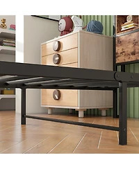 flynama Metal Bed Storage Headboard Charging Station Bookcase