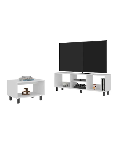 Depot E-shop Carter 2 Piece Living Room Set, Streamlined with Tv Stand and Coffee Table