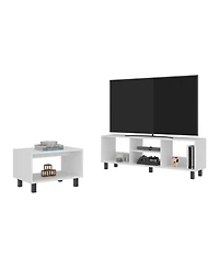 Depot E-shop Carter 2 Piece Living Room Set, Streamlined with Tv Stand and Coffee Table