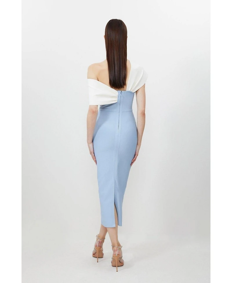 Karen Millen Women's Asymmetric Strap Knit Midi Dress