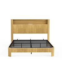 flynama Bed Frame Wavy Curved Storage Headboard Charging Station