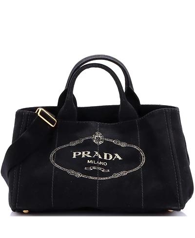 Pre-Owned Prada Medium Canapa Convertible Tote Canvas