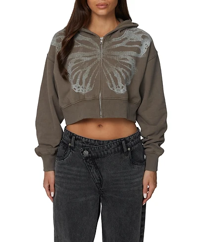 Good For Nothing Women's Cropped Zipped Silhouette Hoodie