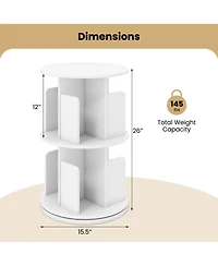 Slickblue 2-Tier Rotating Bookshelf with Dividers and Anti-falling