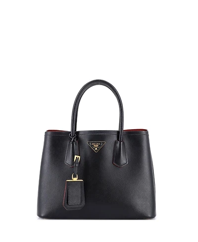 Pre-Owned Prada Small Cuir Double Tote Saffiano Leather
