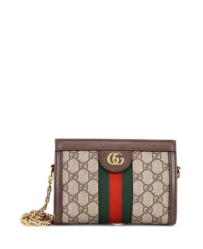 Pre-Owned Gucci Mini Ophidia Chain Shoulder Bag Gg Coated Canvas