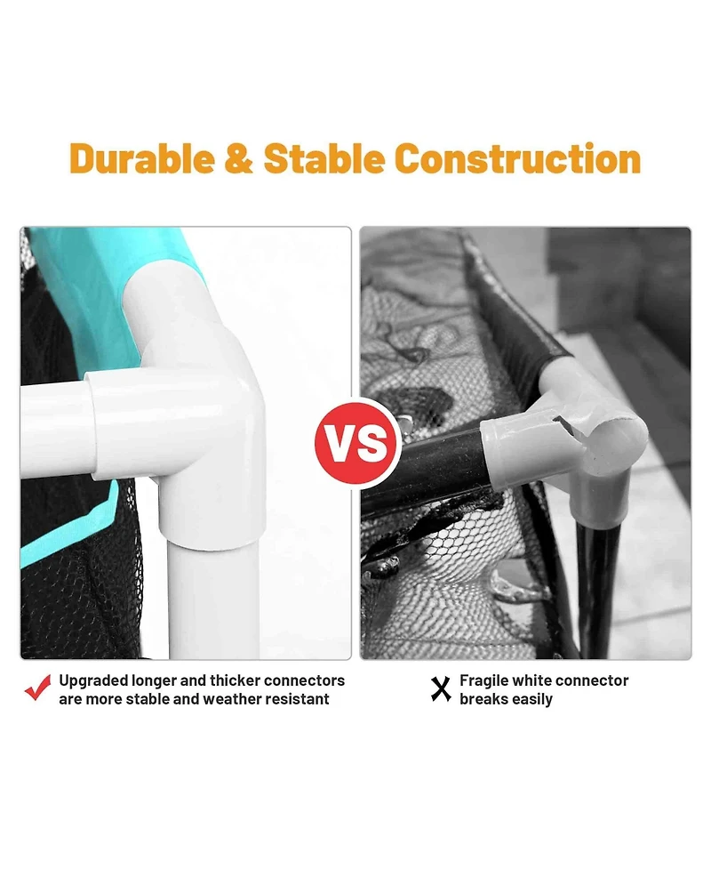 Yescom 424 Gal Pool Float Storage Bin Blue Net Replacement 52"x33"x67" 2 Tiers Rolling Toys Cart