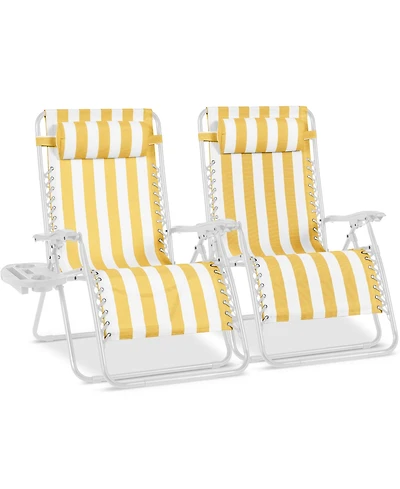 Best Choice Products Set of 2 Extra Wide Zero Gravity Lounge Chair Recliners w/ Cup Holder