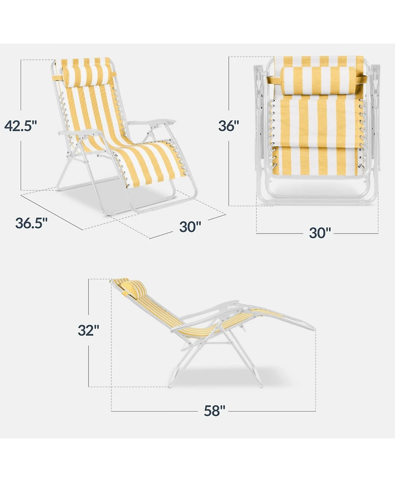 Best Choice Products Set of 2 Extra Wide Zero Gravity Lounge Chair Recliners w/ Cup Holder