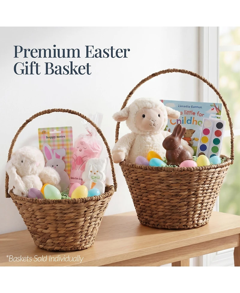 Best Choice Products Easter Basket, Small Woven Basket for Kids w/ Collapsible Handle, Tapered Shape