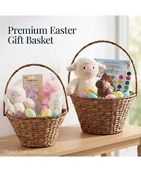 Best Choice Products Easter Basket, Small Woven Basket for Kids w/ Collapsible Handle, Tapered Shape